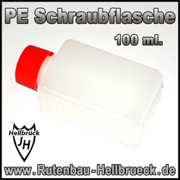 Vierkantflaschen PE-Kunststoff mit Schraubdeckel 100 ml. - 5 Stück -
